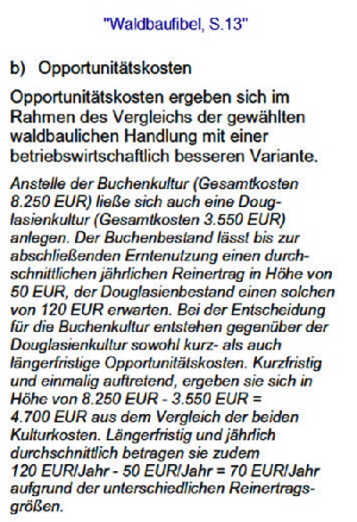 Opportunitätskosten Waldbaufibel S.14